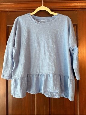 Mersea Slub Tee Light Blue Ruffle-Hem Top - Women's